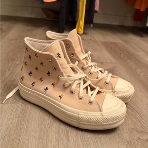 Floral High-Top Platform Sneakers